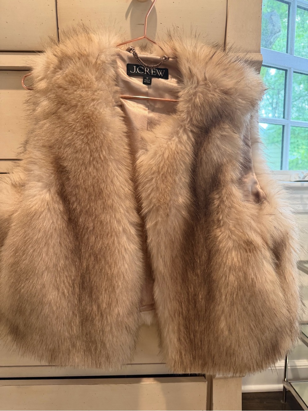 J. Crew Plush Faux Fur Vest in Light Tan